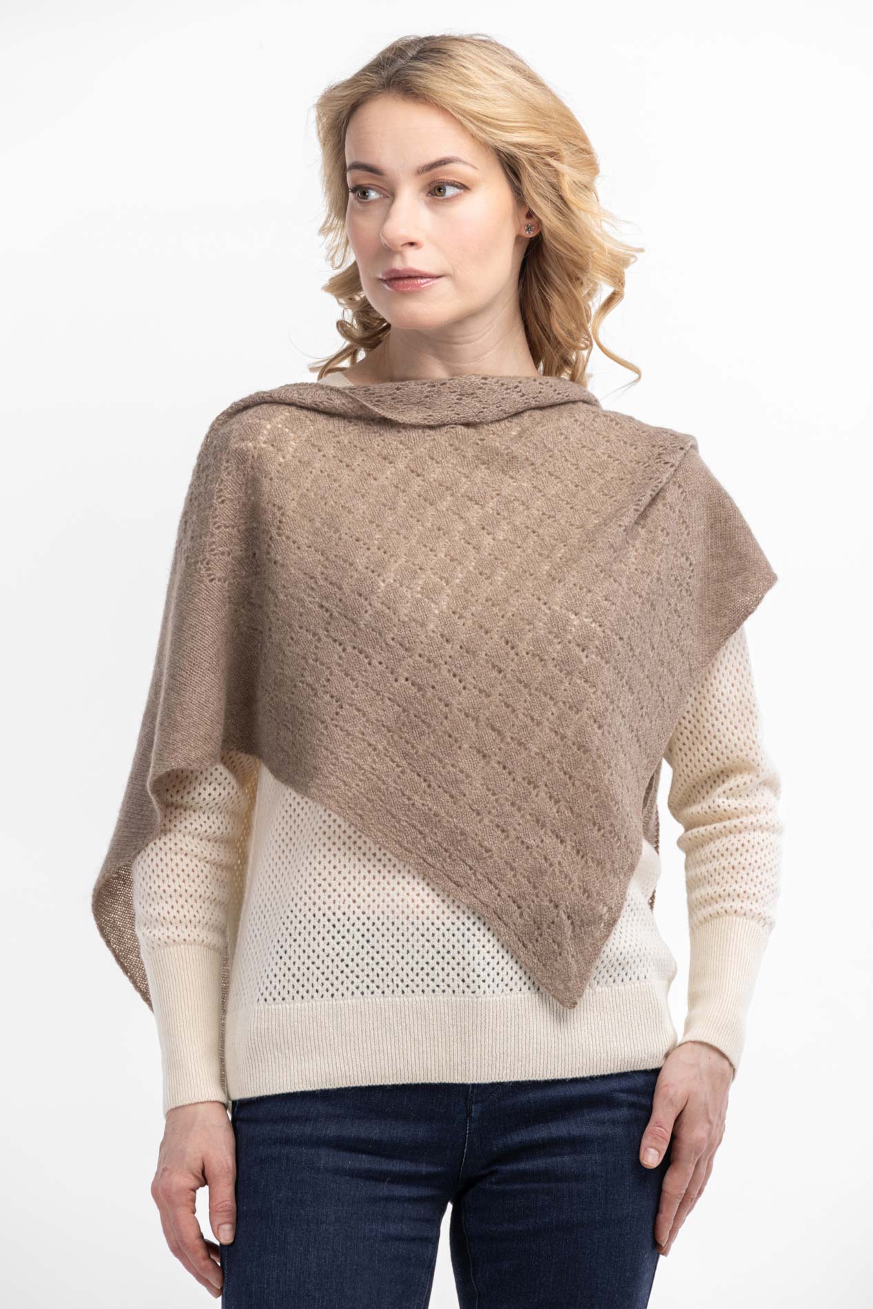 Женская ажурная косынка из кашемира   279717