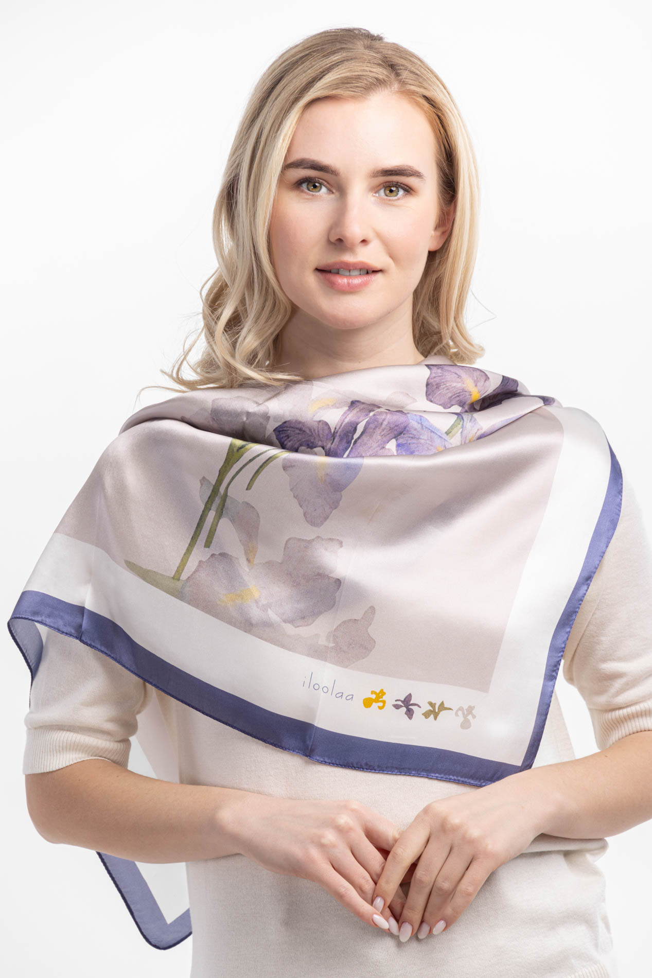 Платок из шелка с цветочным принтом   290689