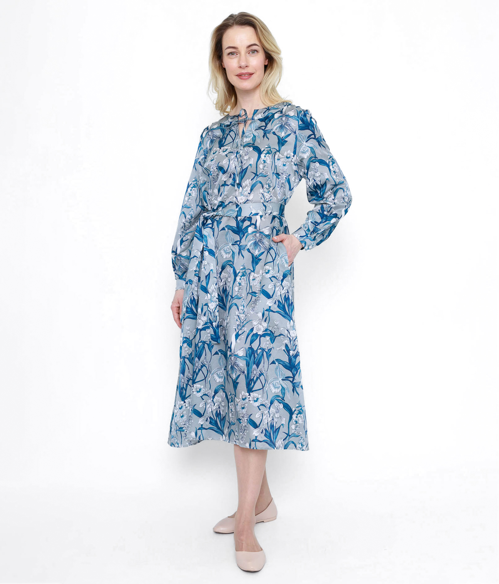 Женское платье из шелка и хлопка Вальс цветов   258628