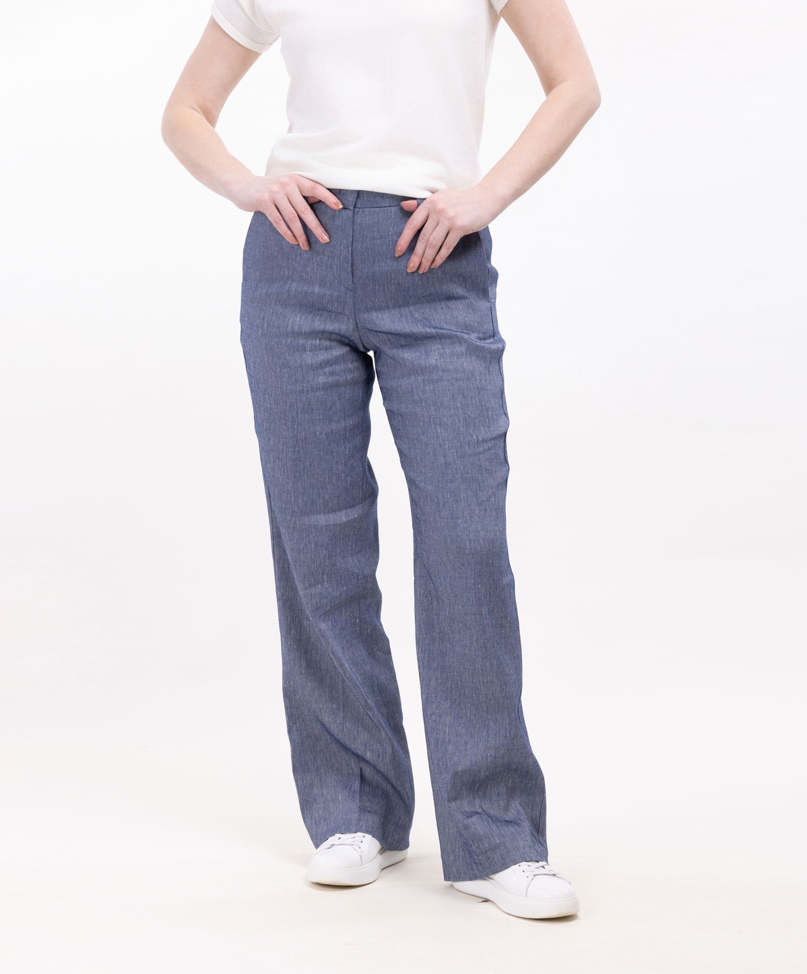 Женские широкие брюки из смесового льна Франца   284572