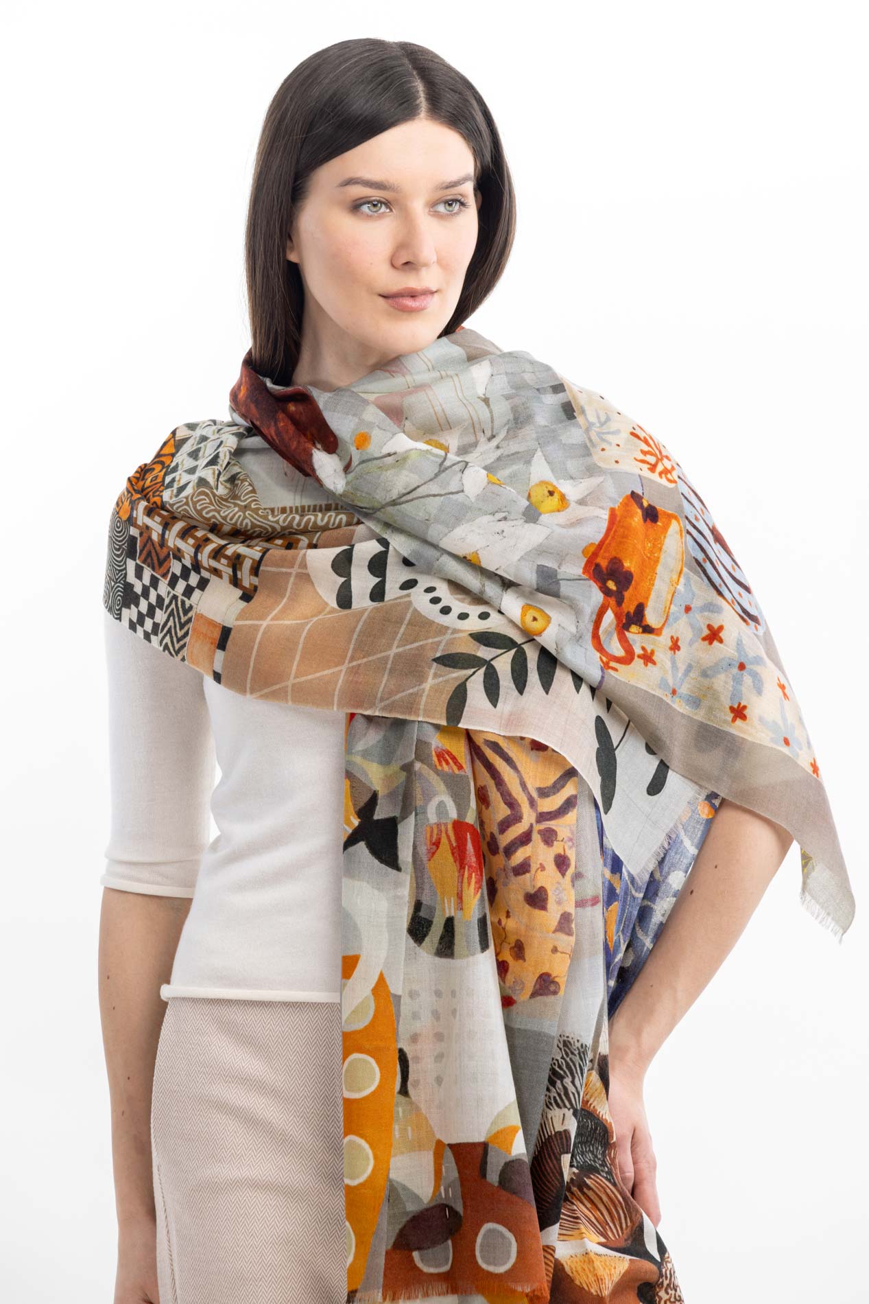 Тонкий кашемировый палантин - пашмина   290721