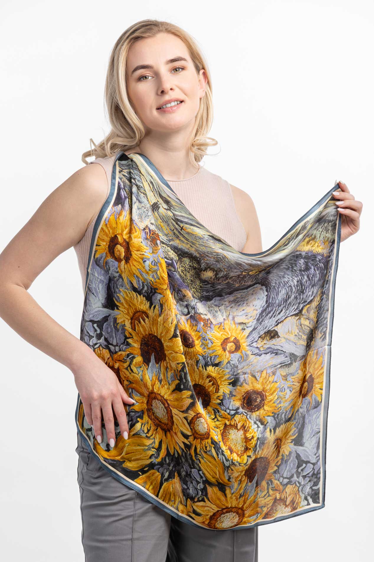 Шелковый платок подсолнухи   290686