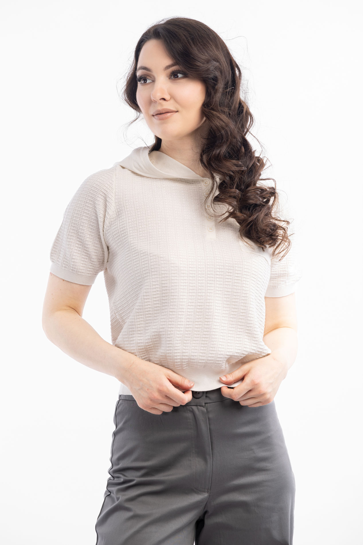 Белый джемпер из легкого трикотажа Шайни   291236