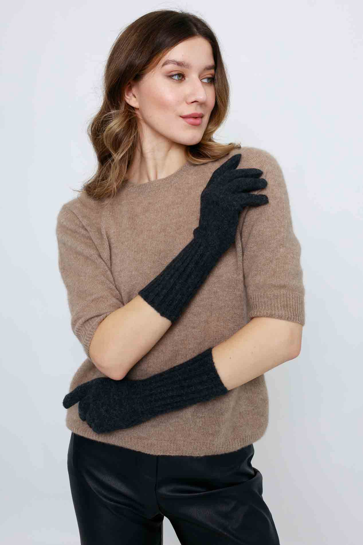 Женские кашемировые перчатки с удлиненной манжетой   249747