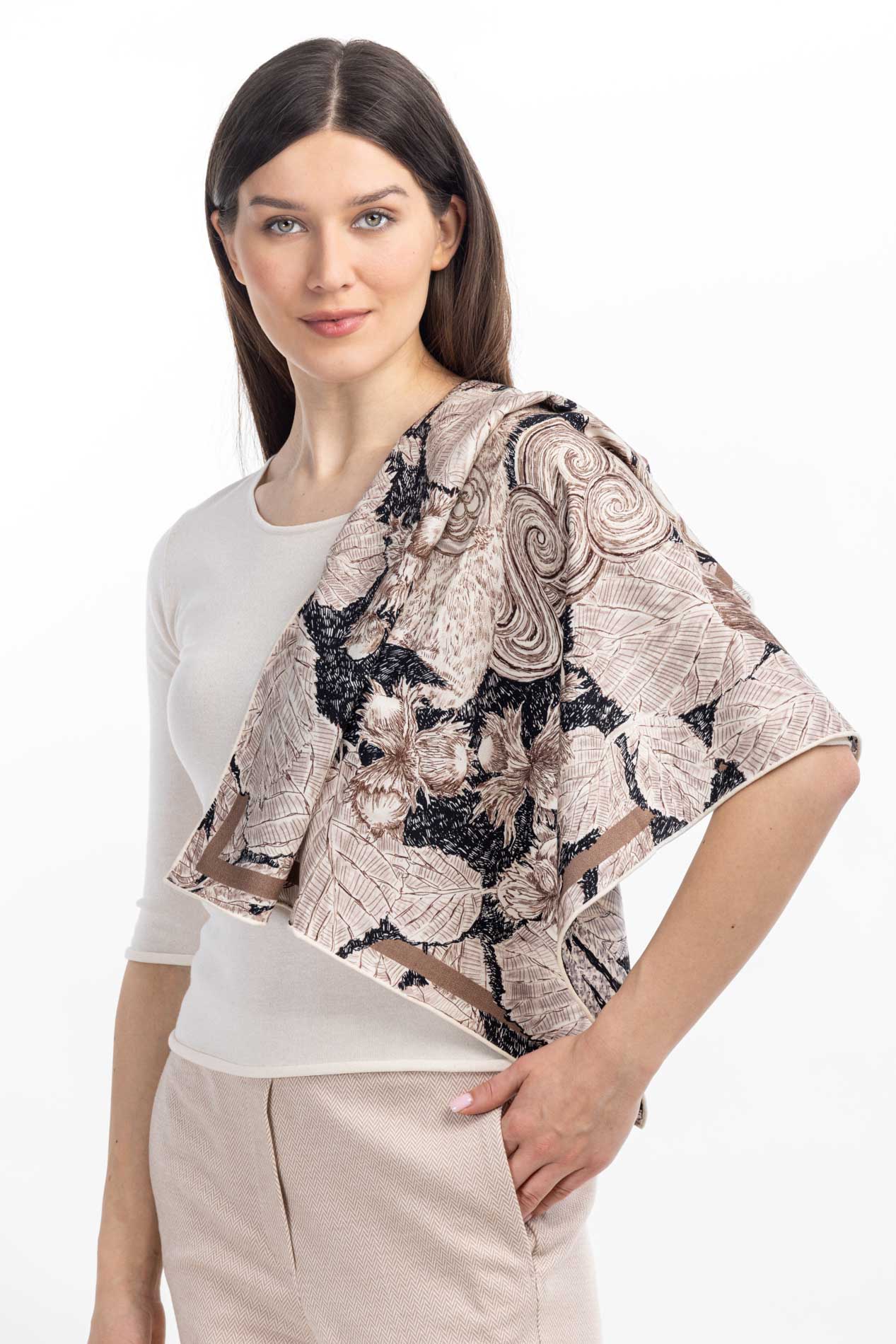 Платок из шерсти и шелка двусторонний   290881