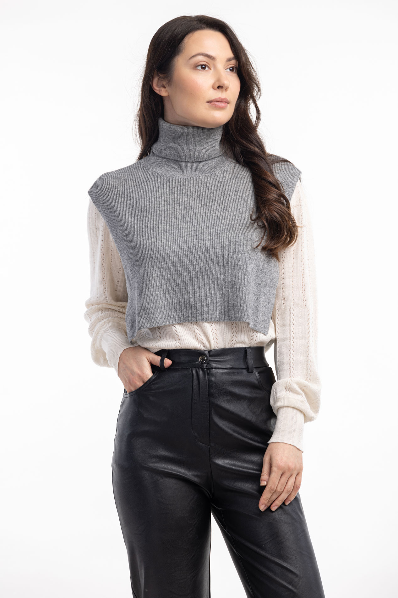 Жилет-манишка из мериноса и кашемира   280665