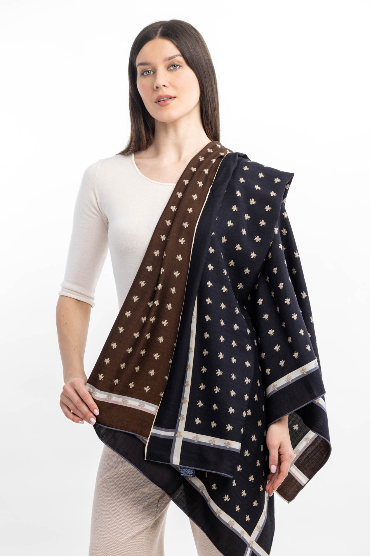 Двусторонний платок из шелка и шерсти   290836