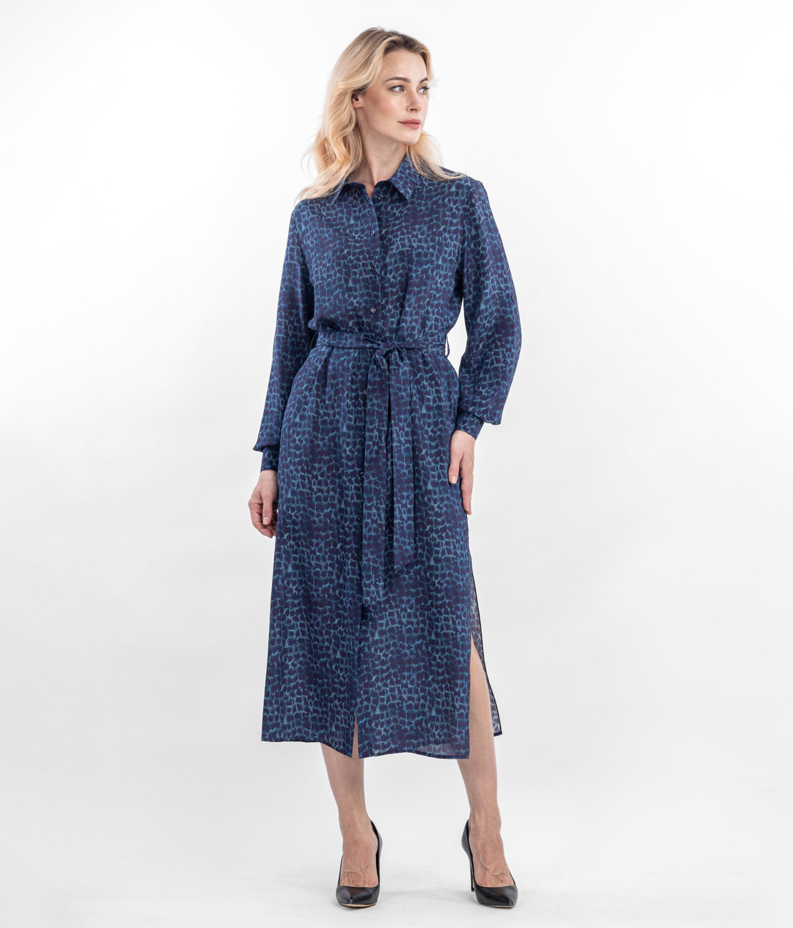 Женское платье-рубашка из шелка Лиловая игуана   288089