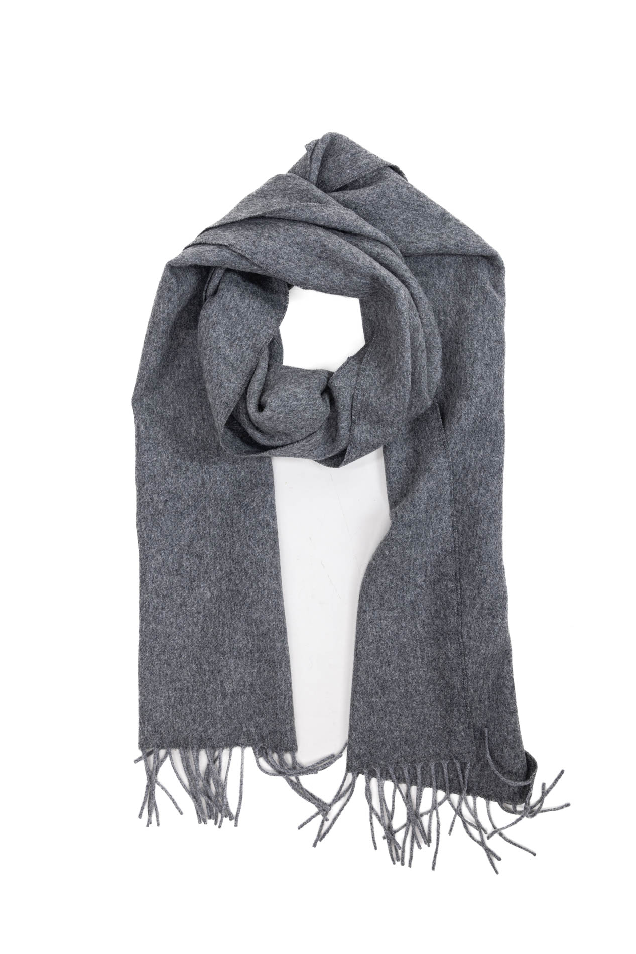 Шарф однотонный из шерсти верблюжонка с бахромой   232924