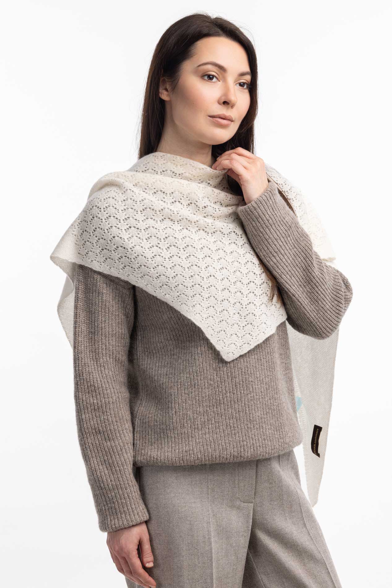 Женская ажурная косынка из кашемира   281236