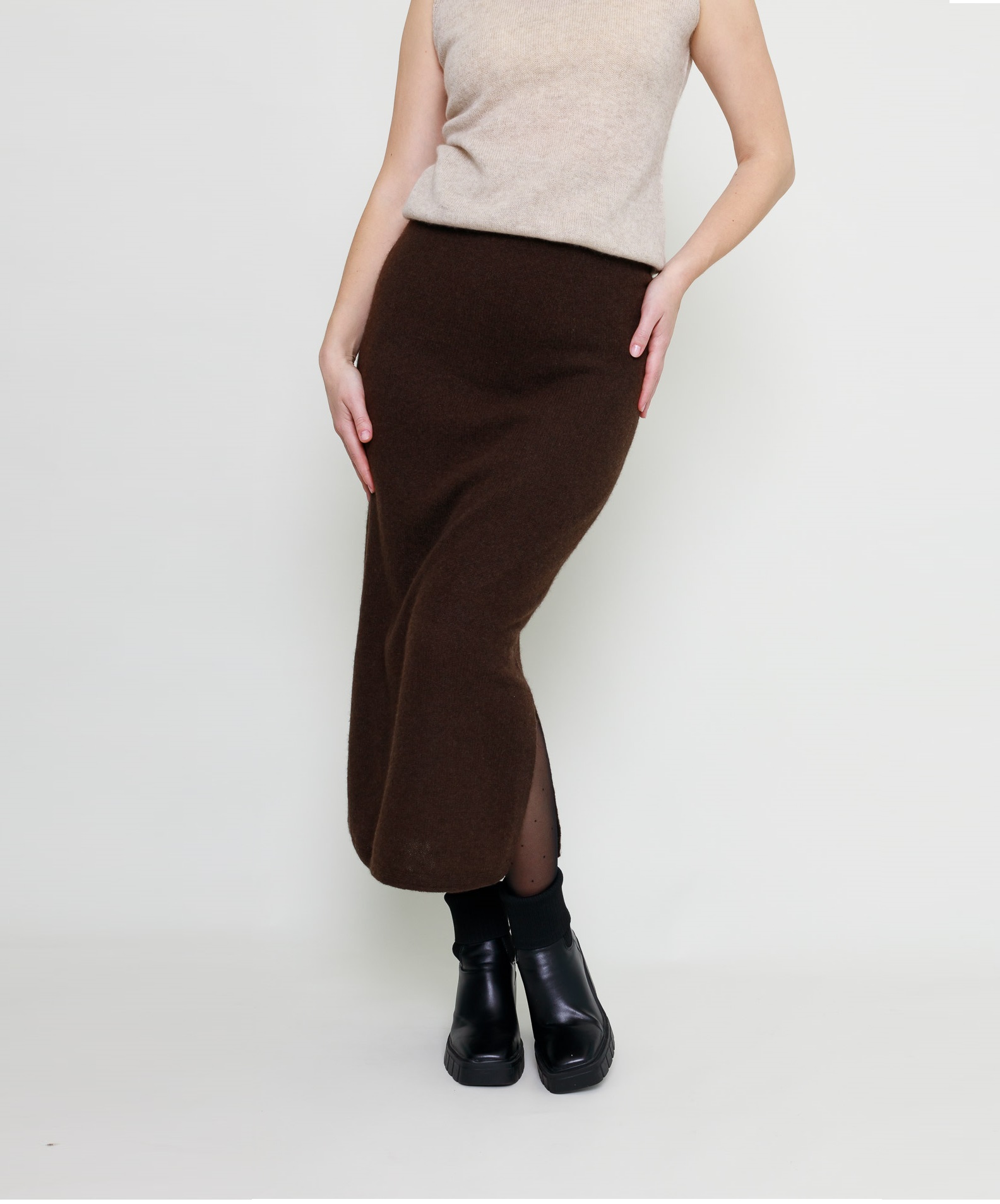 Женская длинная вязаная юбка из пуха яка Линетта   274830