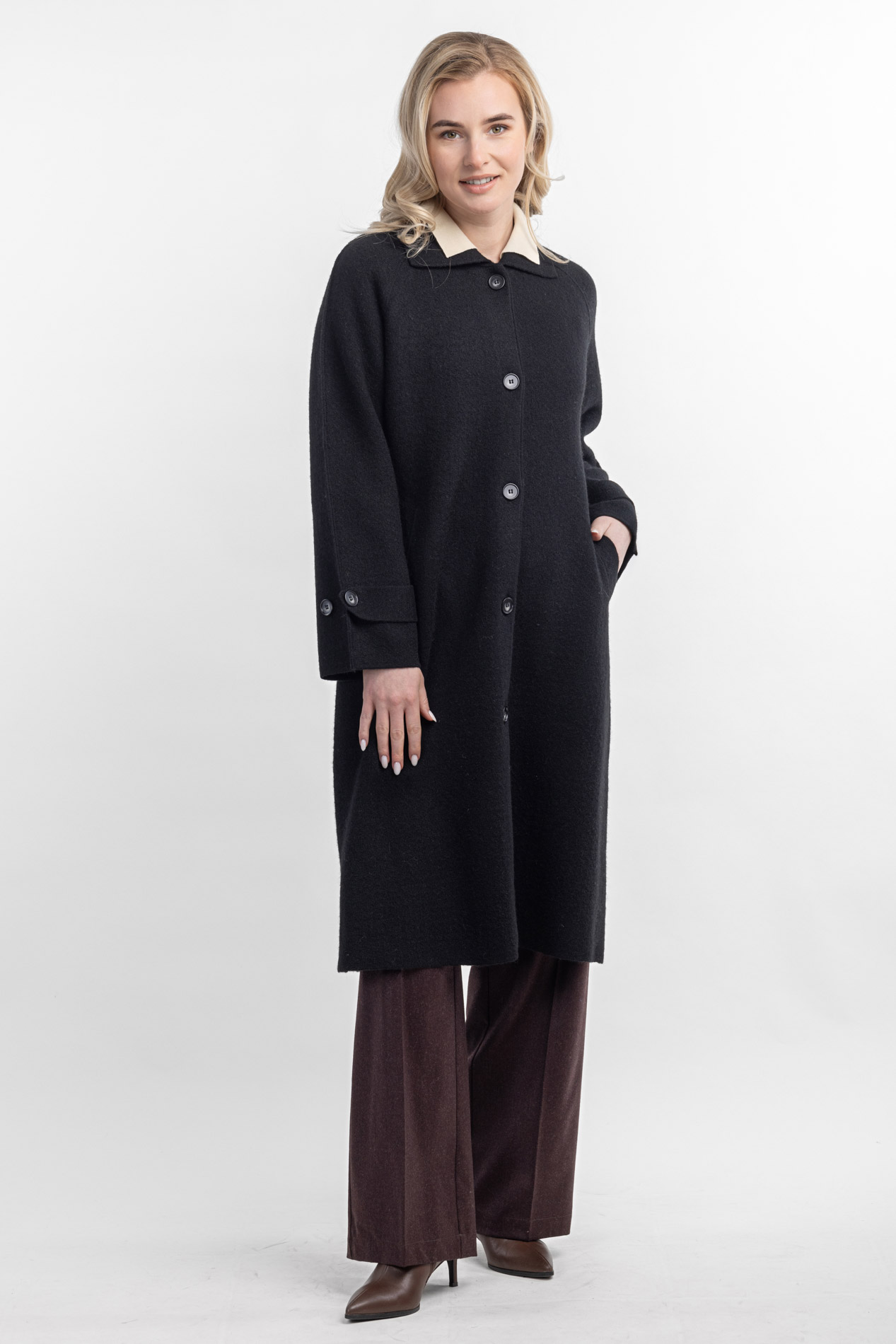 Трикотажное пальто из шерсти яка Лэсли   291125