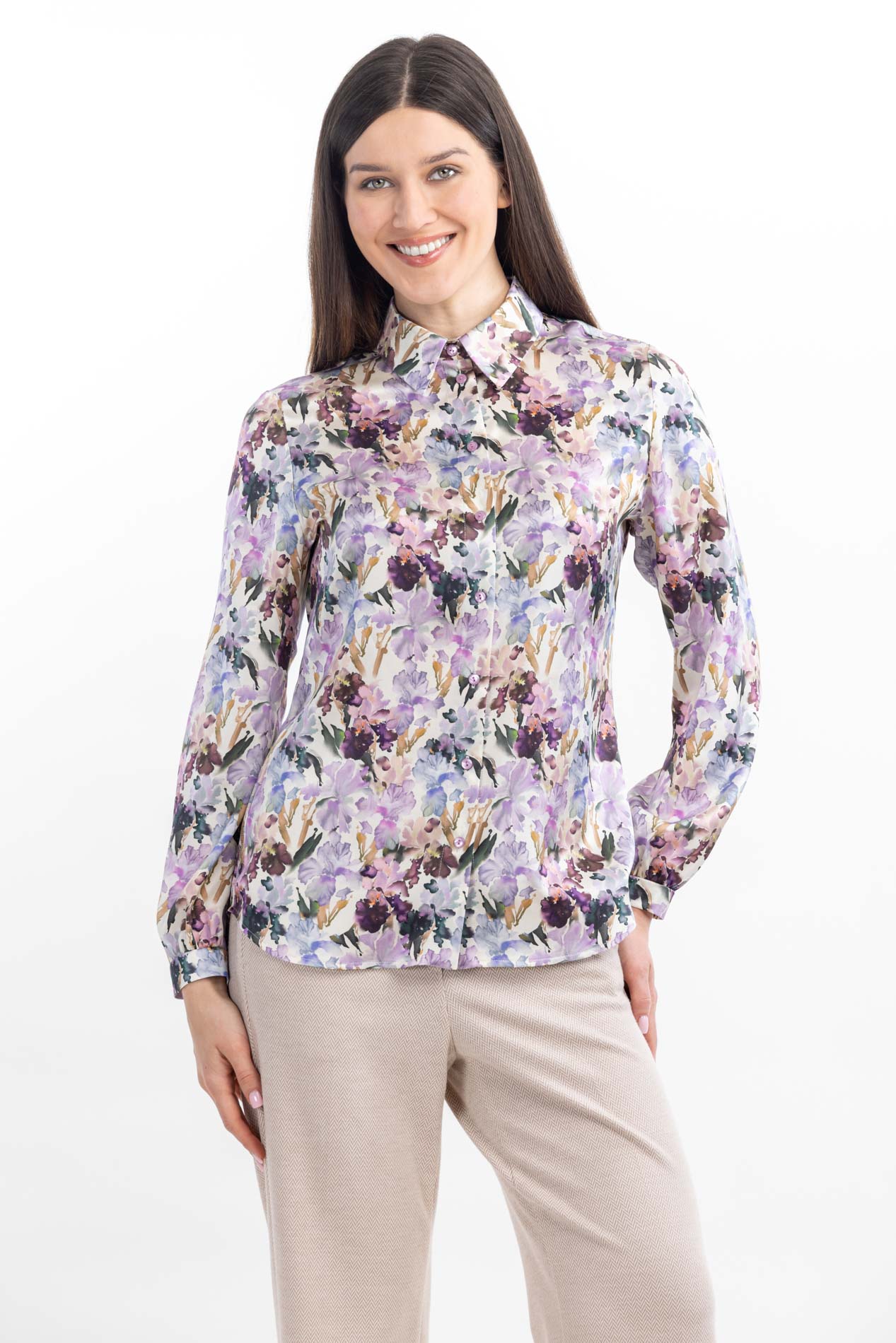 Женская блузка из шелка Пленительные ирисы   291370