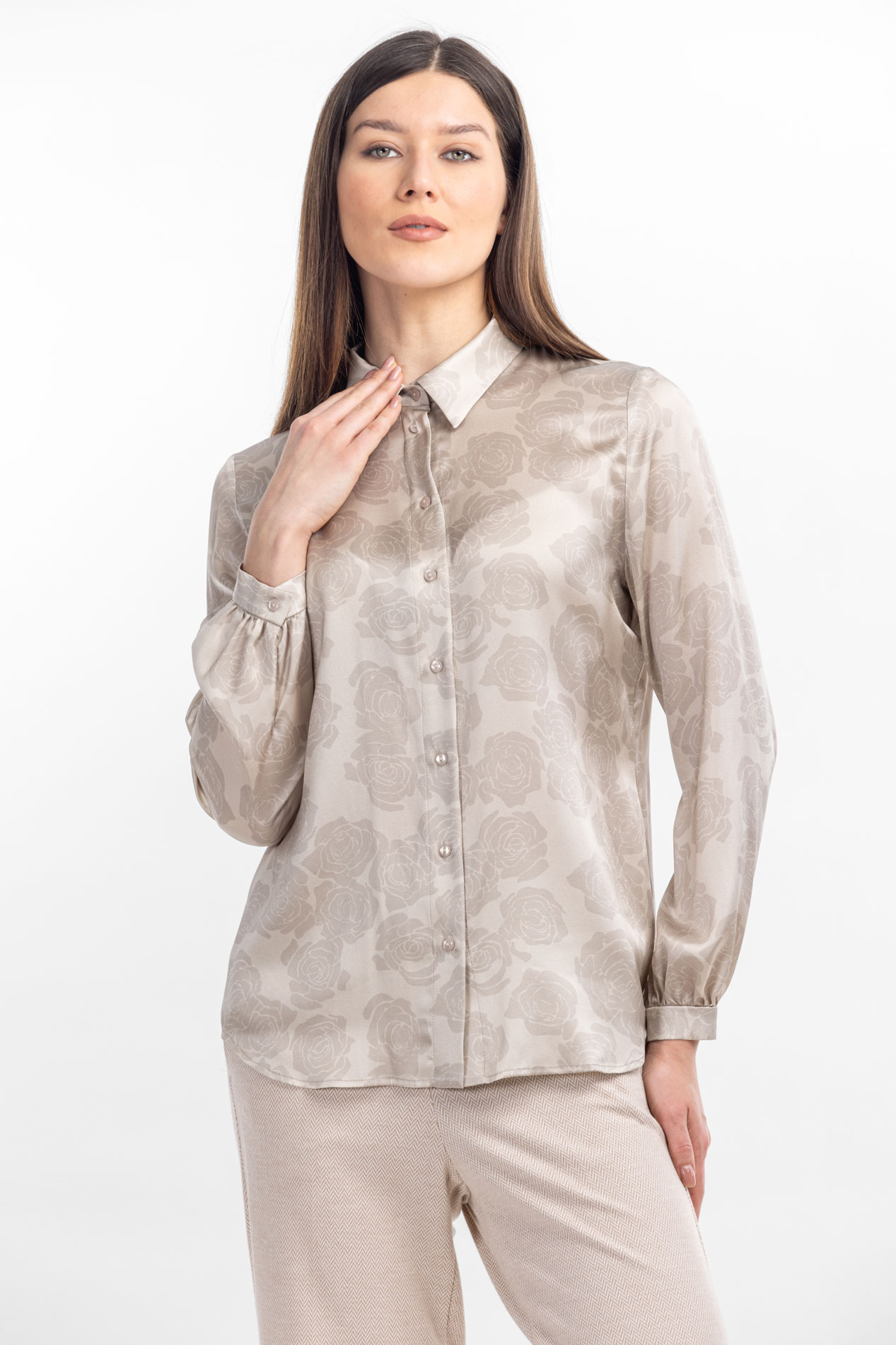 Шелковая блузка с цветочным принтом Тоффи   291092