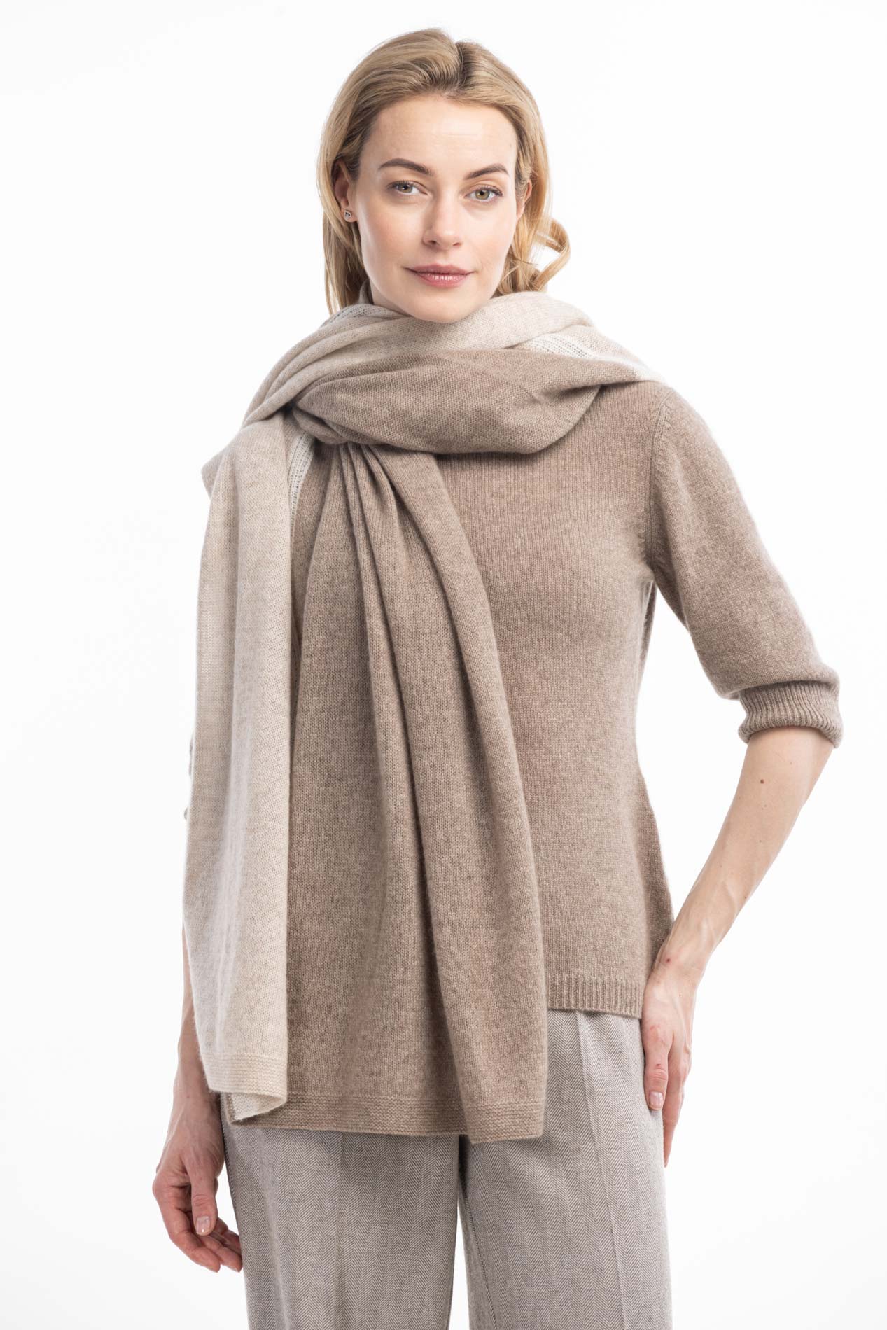 Женский трехцветный кашемировый палантин   165949