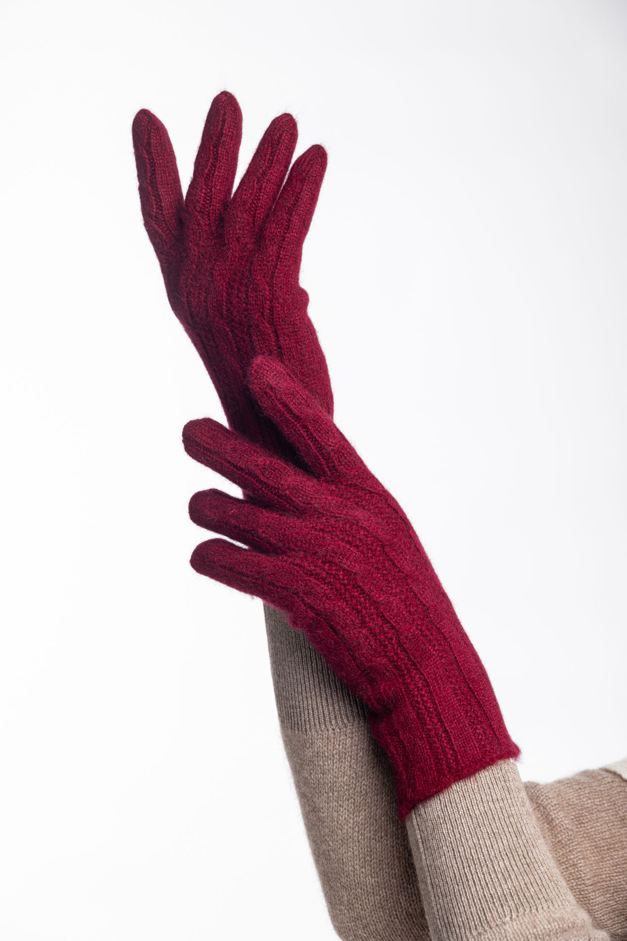 Женские кашемировые перчатки с декоративными косами   289224