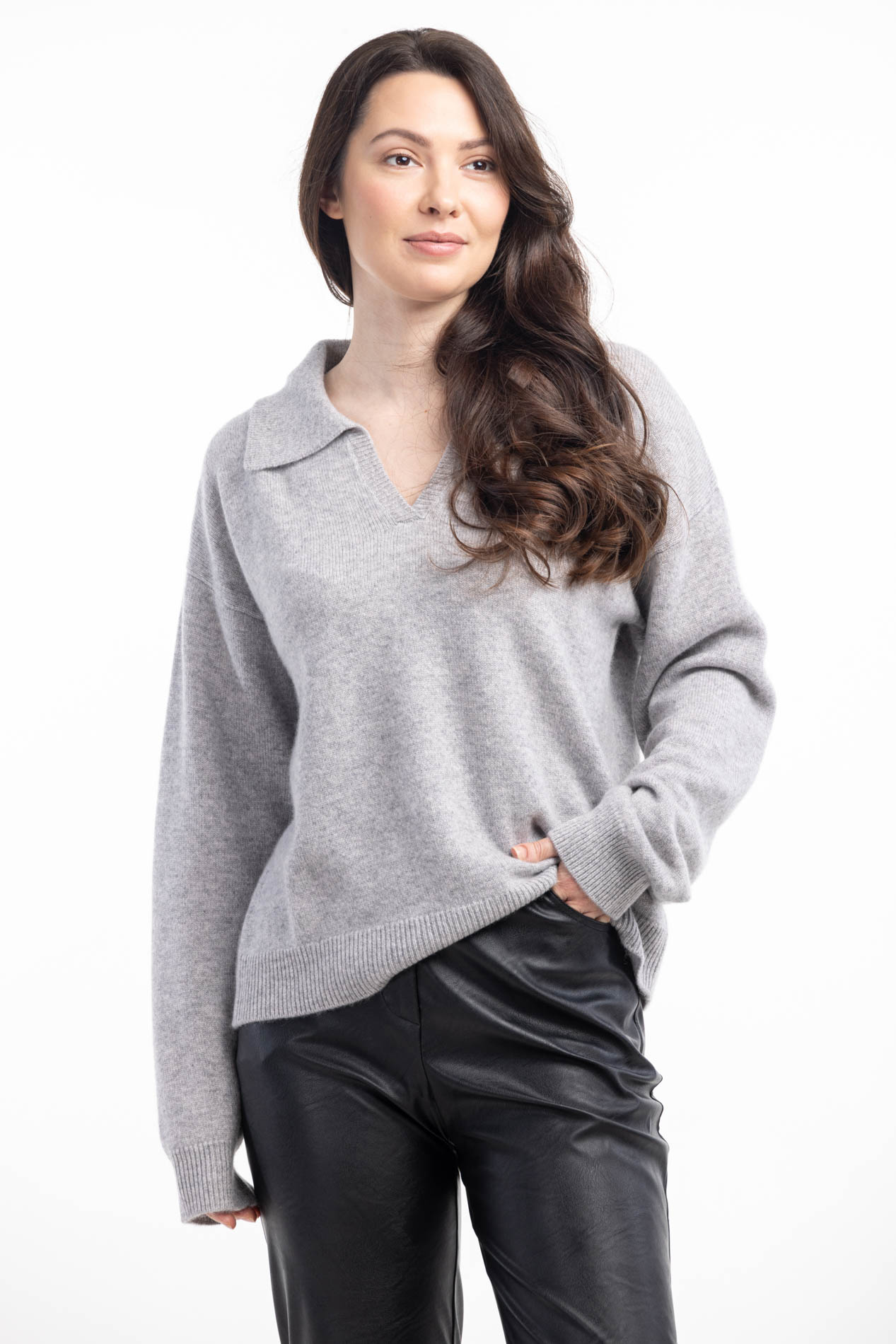 Кашемировый джемпер-поло Анлер   289993