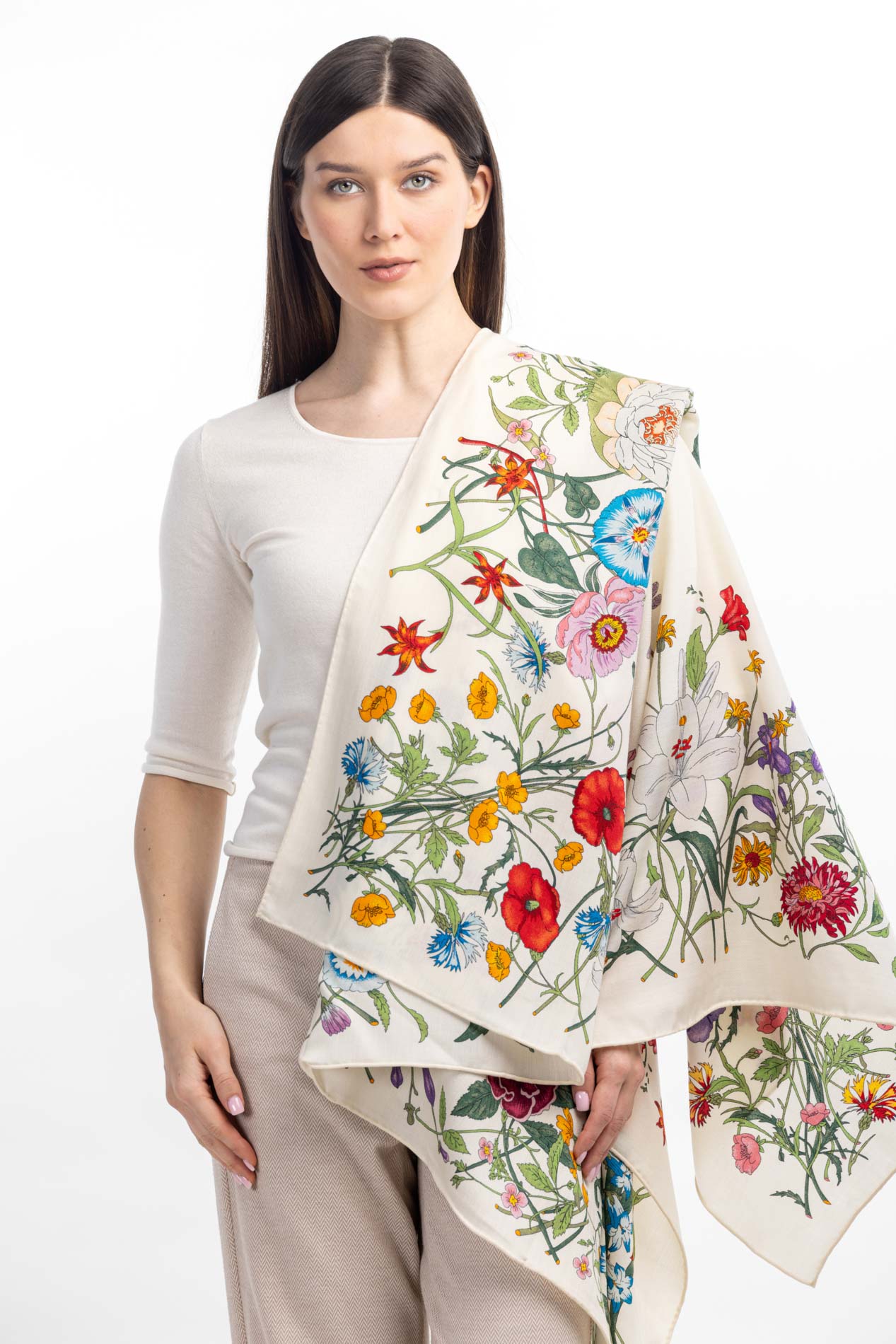 Большой платок из шерсти и шелка   290846