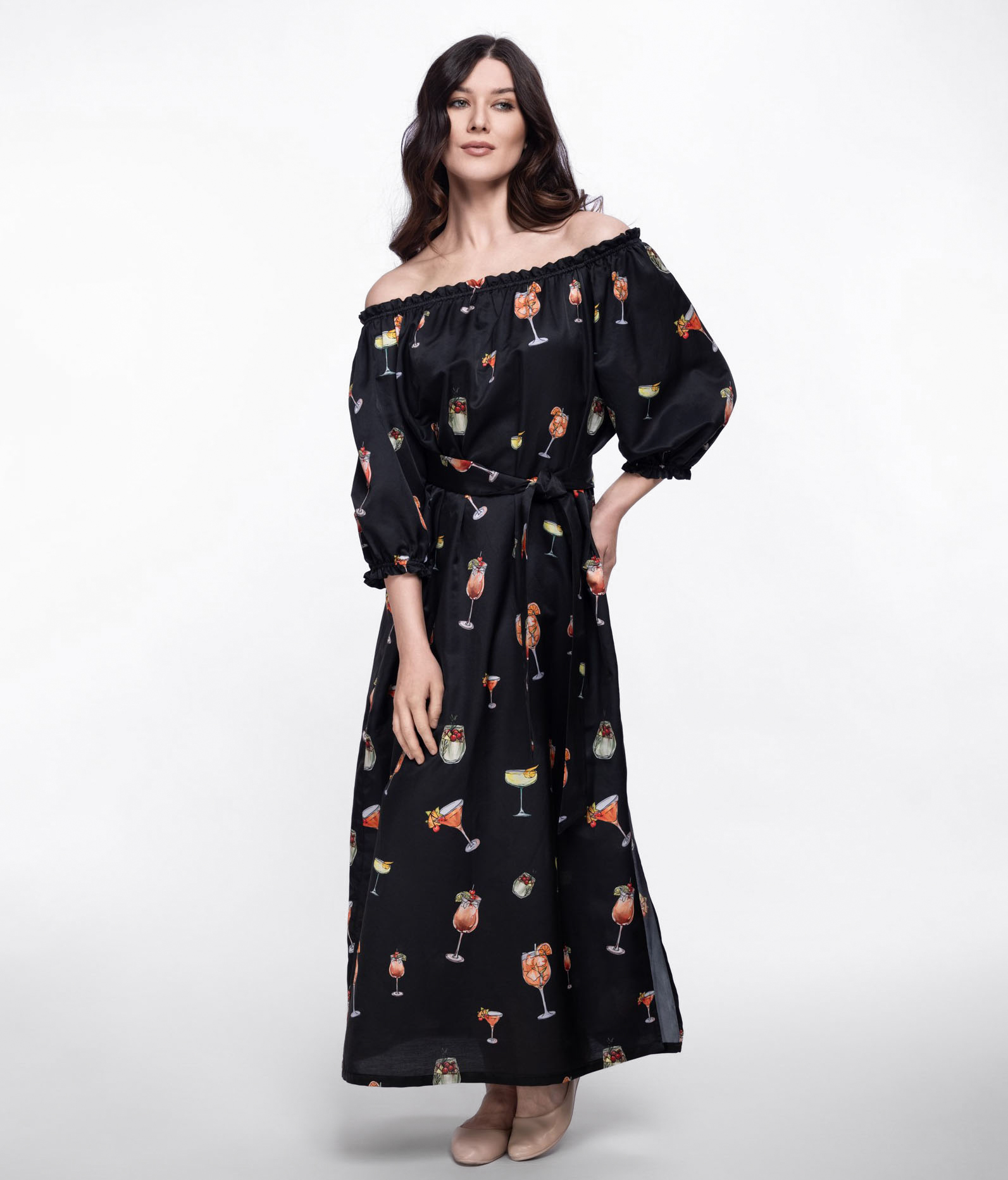 Женское платье из хлопка и шелка с авторским принтом Дайкири   284666