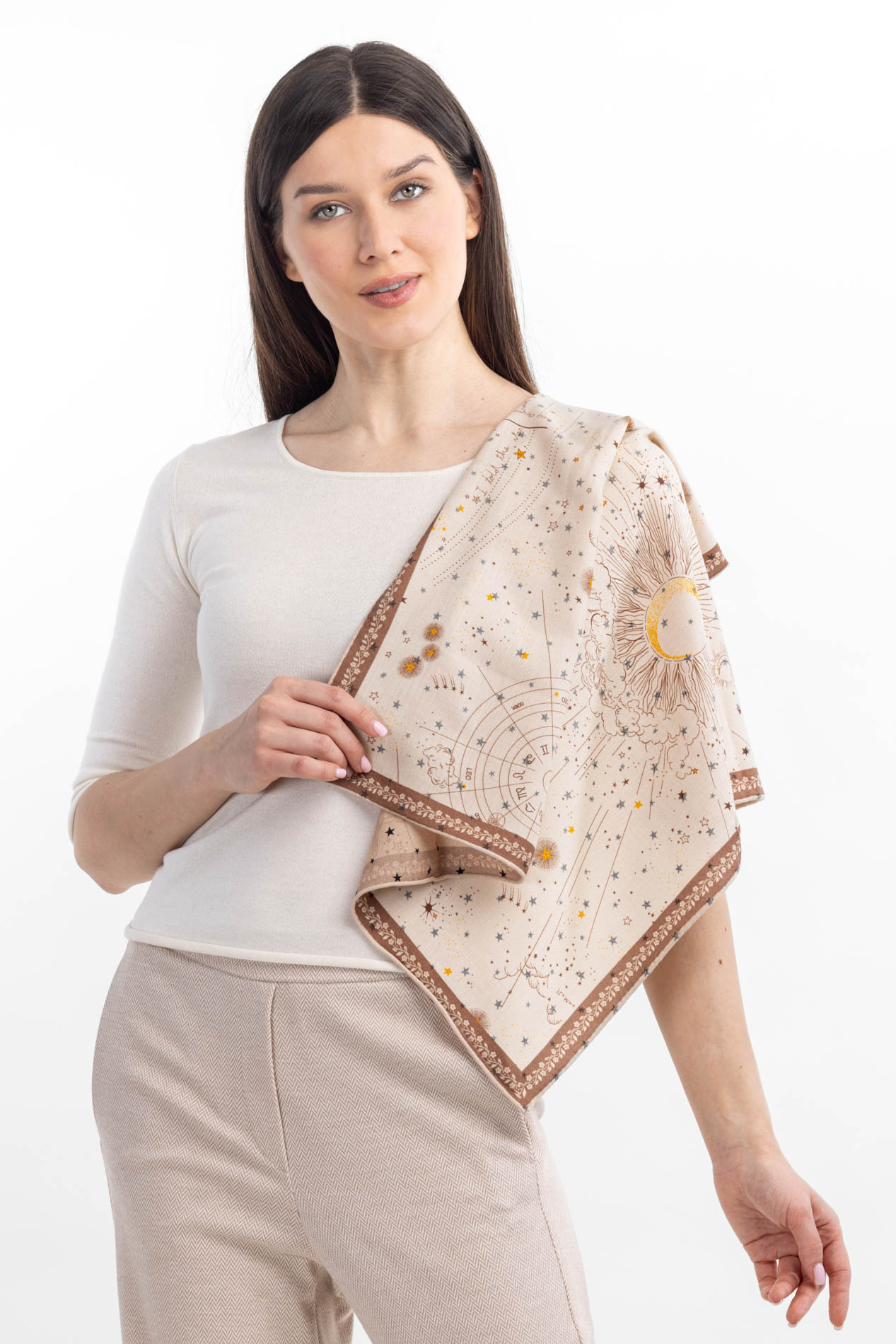 Платок из шерсти и шелка двусторонний   290900