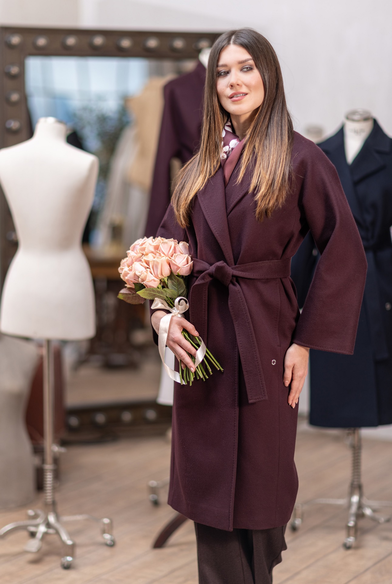 Женское пальто из шерсти и кашемира Стелла   290559