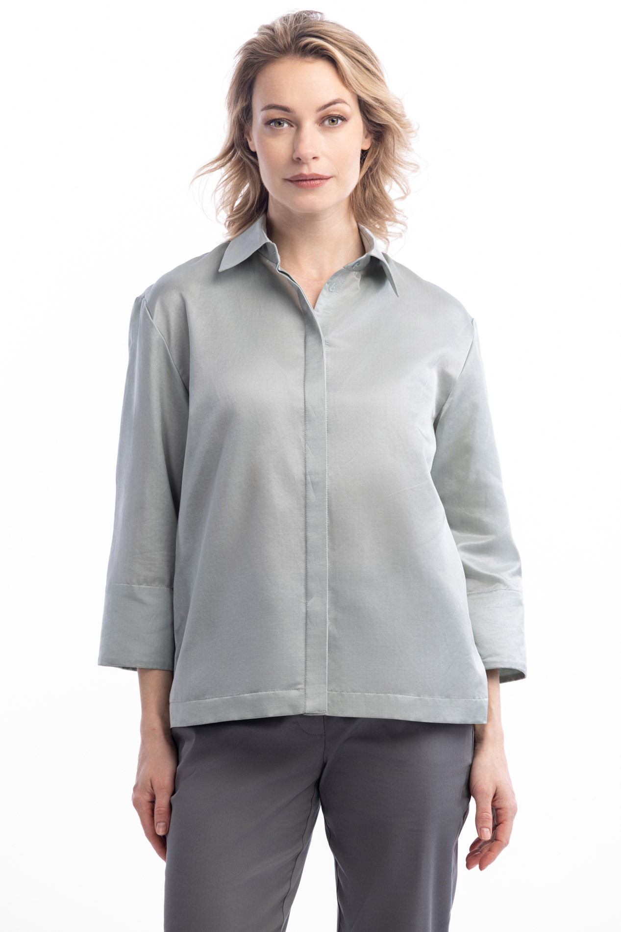 Женская блузка  из шелка и хлопка Джосет   270284