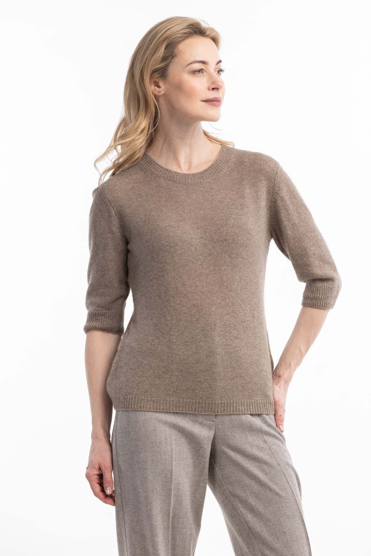 Кашемировый джемпер с коротким рукавом Элиан   289627