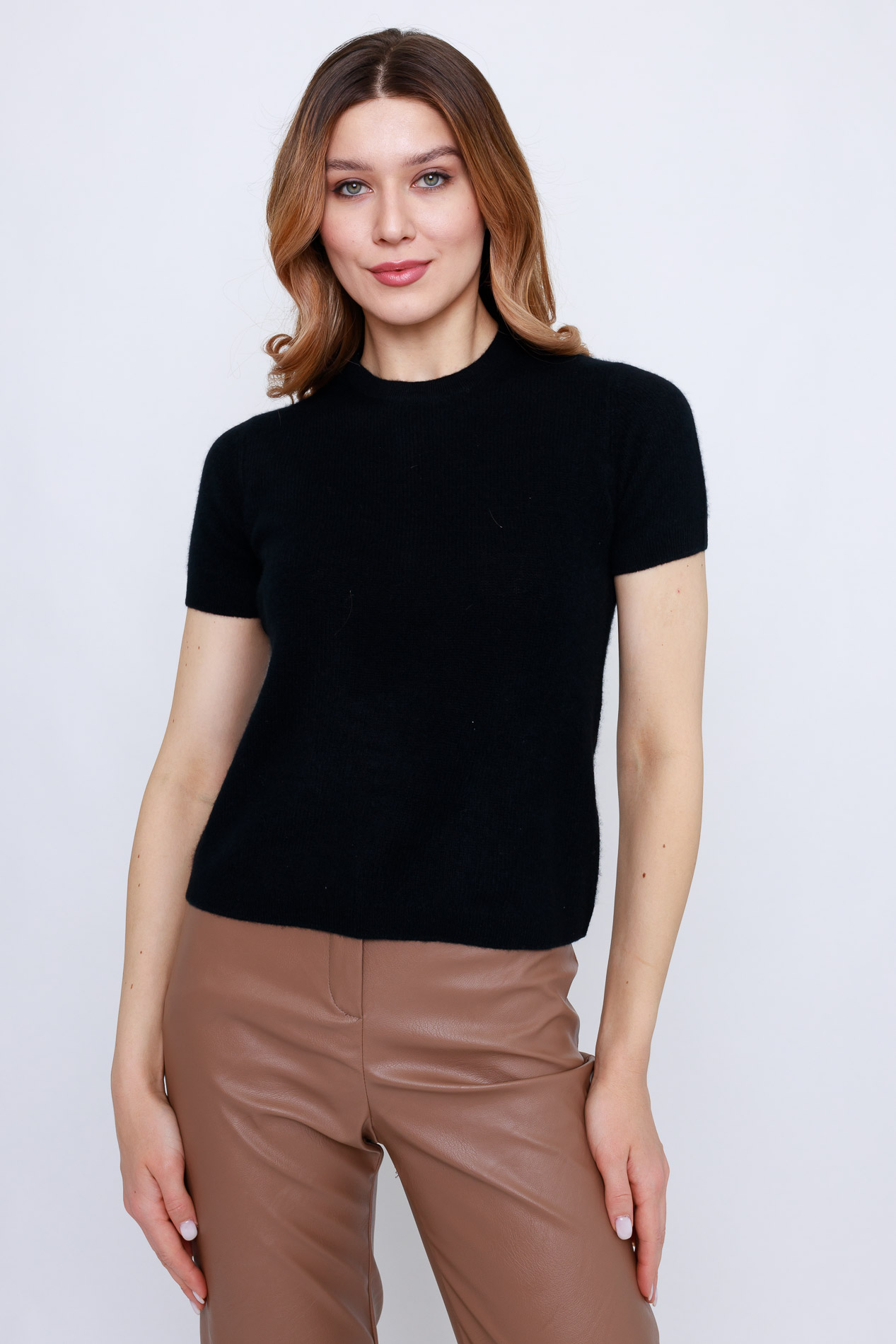 Женский кашемировый джемпер с коротким рукавом Лэсси   252929