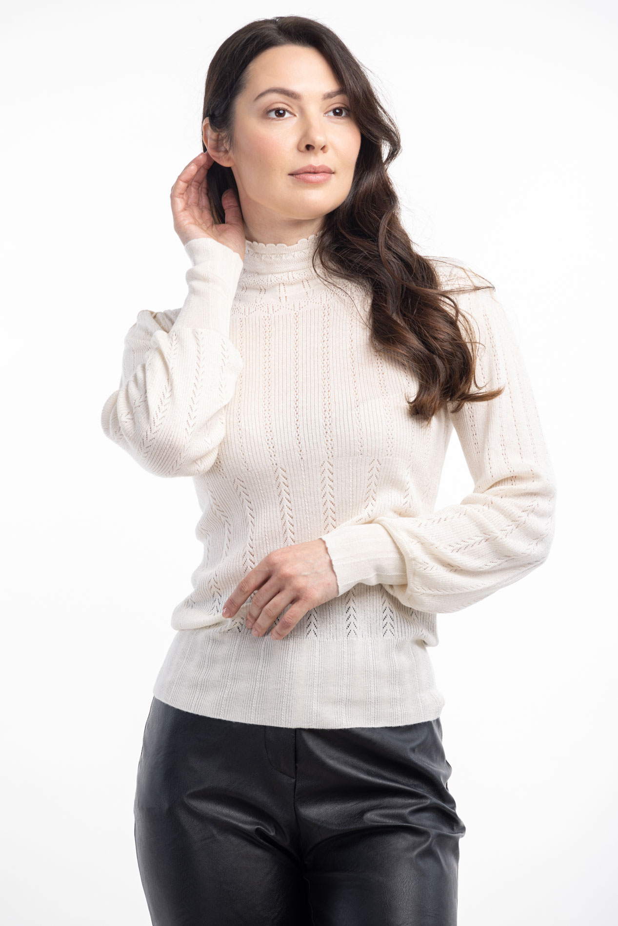 Ажурная водолазка из шелка и кашемира Эйвелин   289985