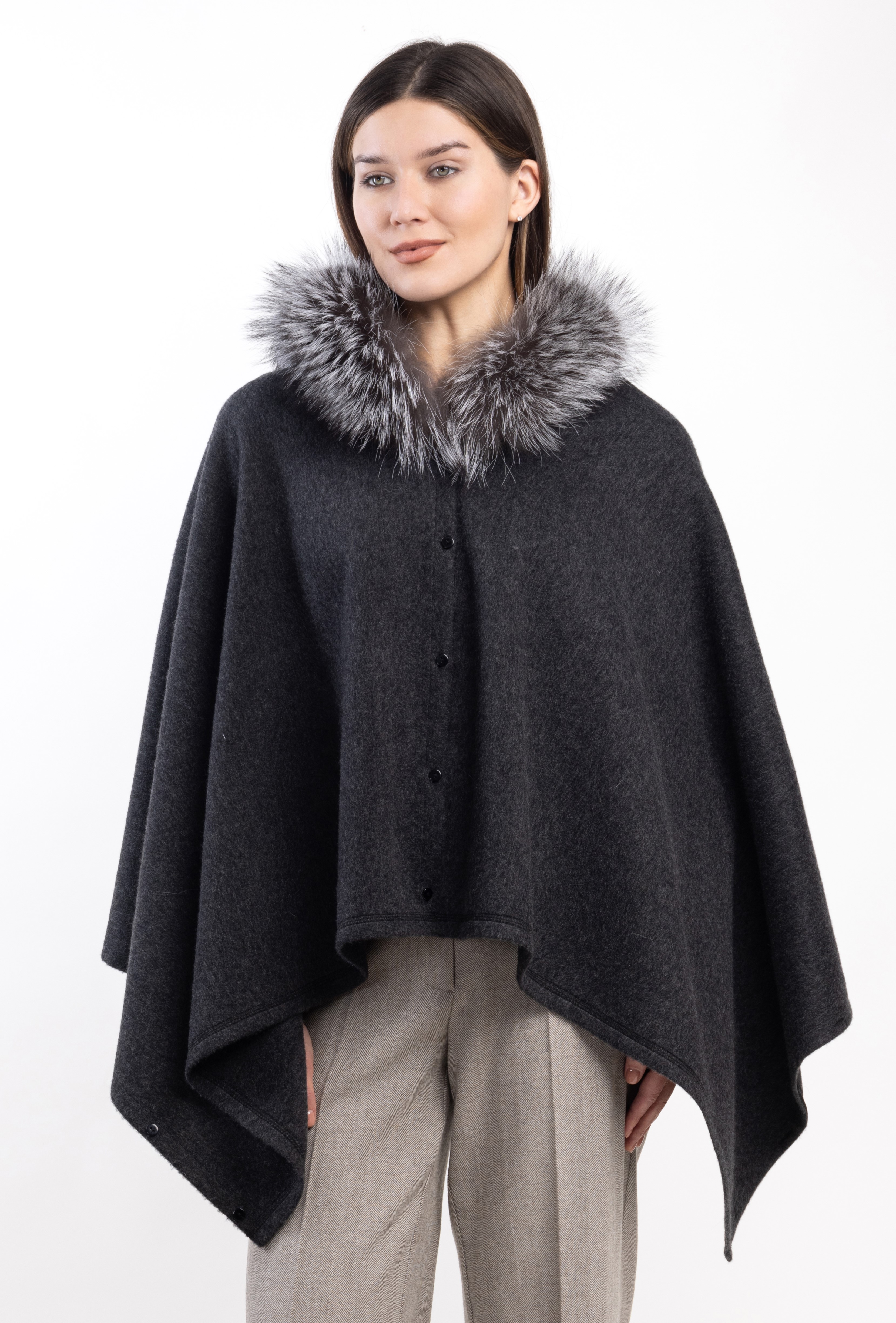 Многофункциональный палантин-накидка из кашемира с мехом Хильди   289840