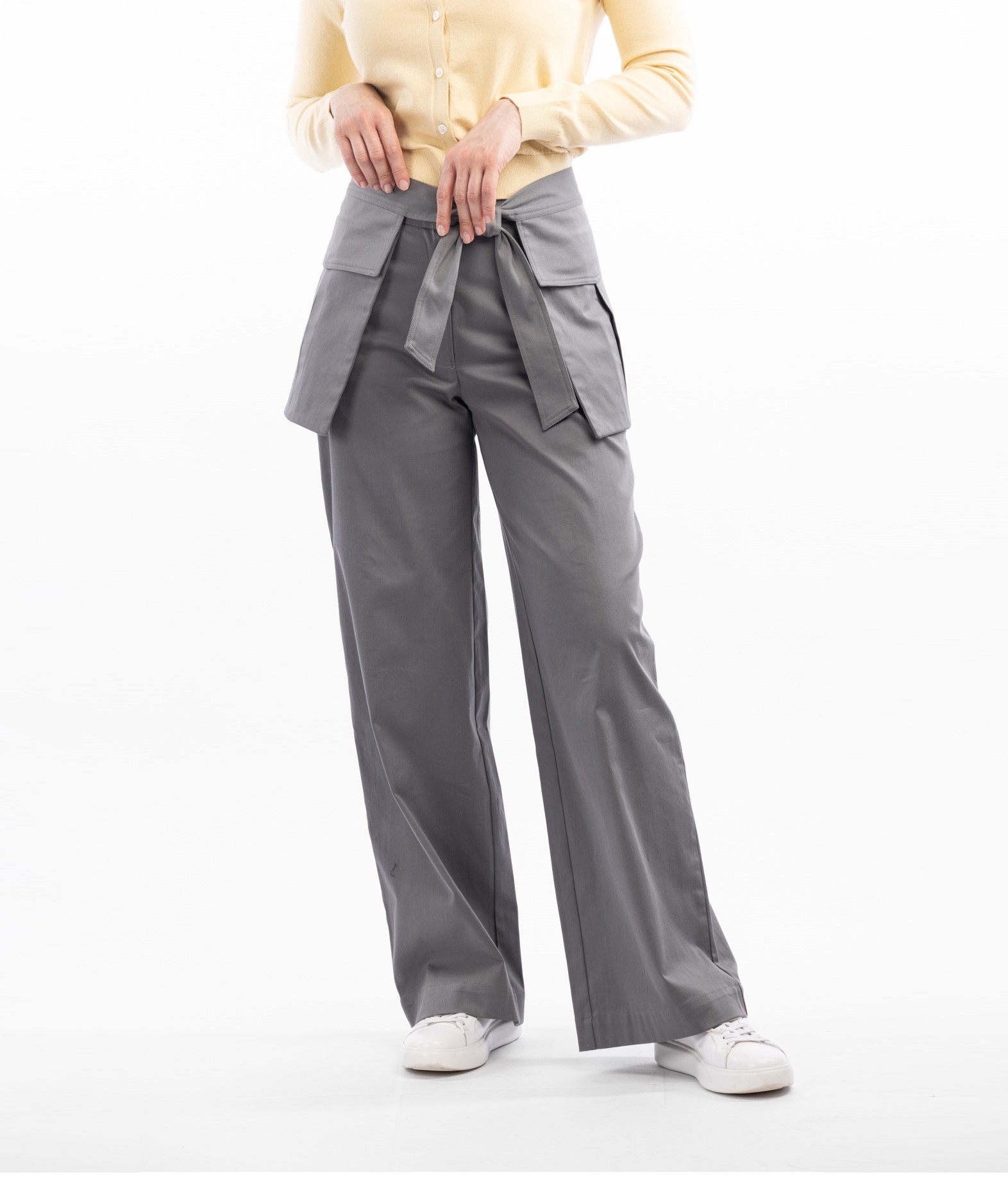 Хлопковые брюки с декоративным поясом Уайли   291445