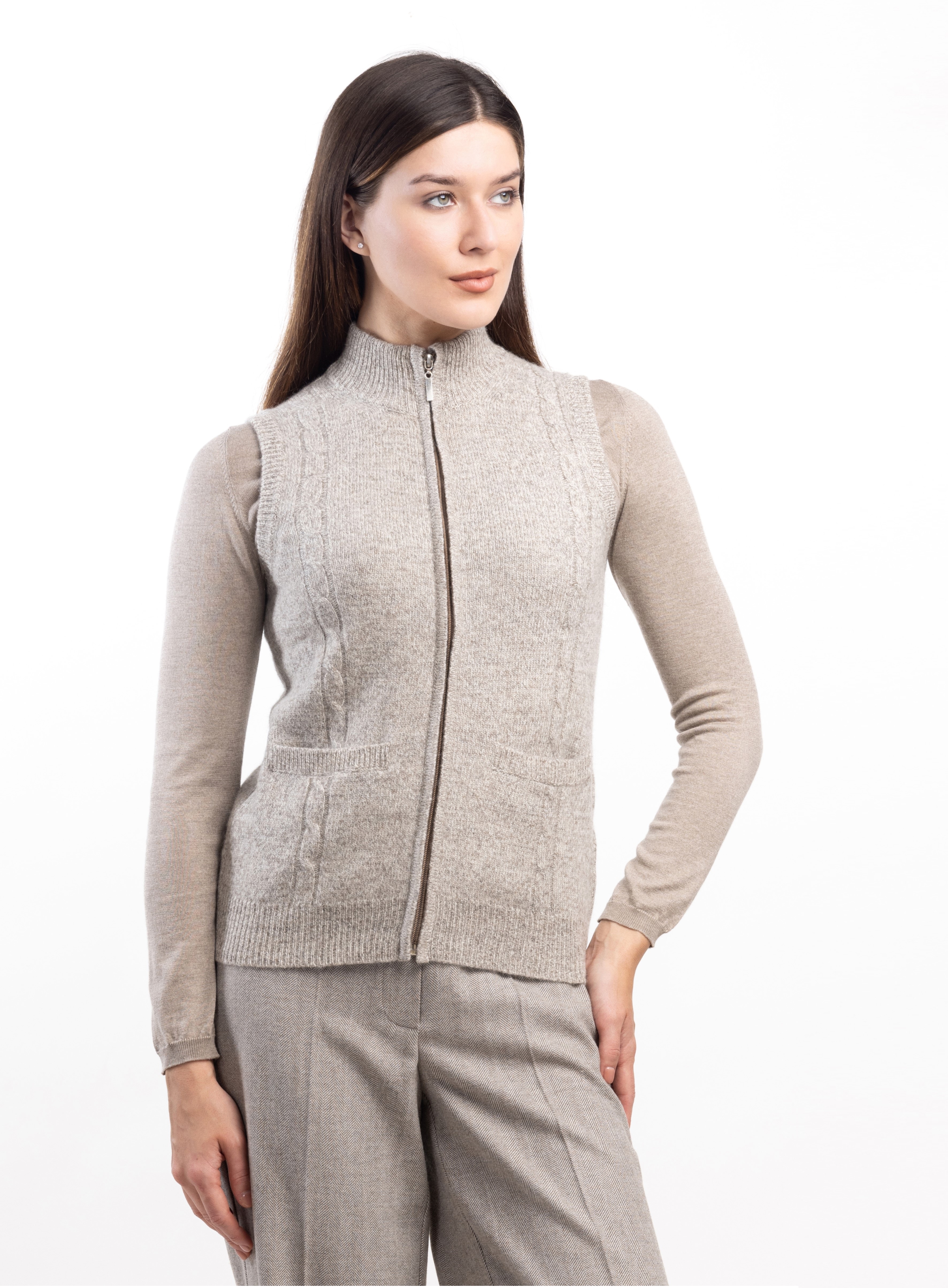 Вязаный жилет из овечьего пуха на молнии Мира   288185