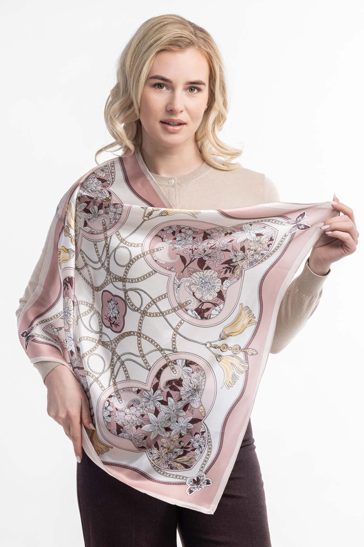 Платок из шелка в розовых оттенках   290684