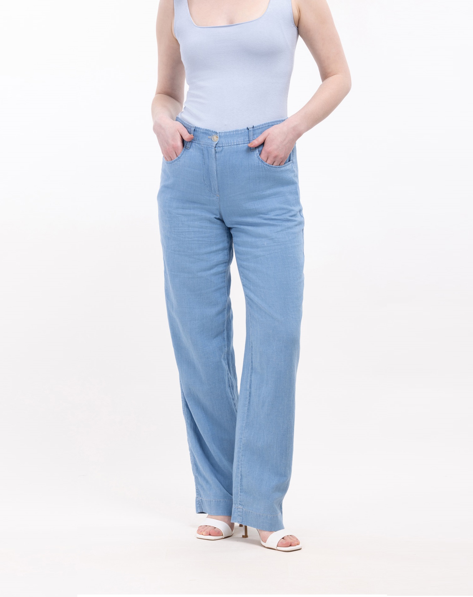 Женские широкие брюки из хлопка и льна Рида   284573