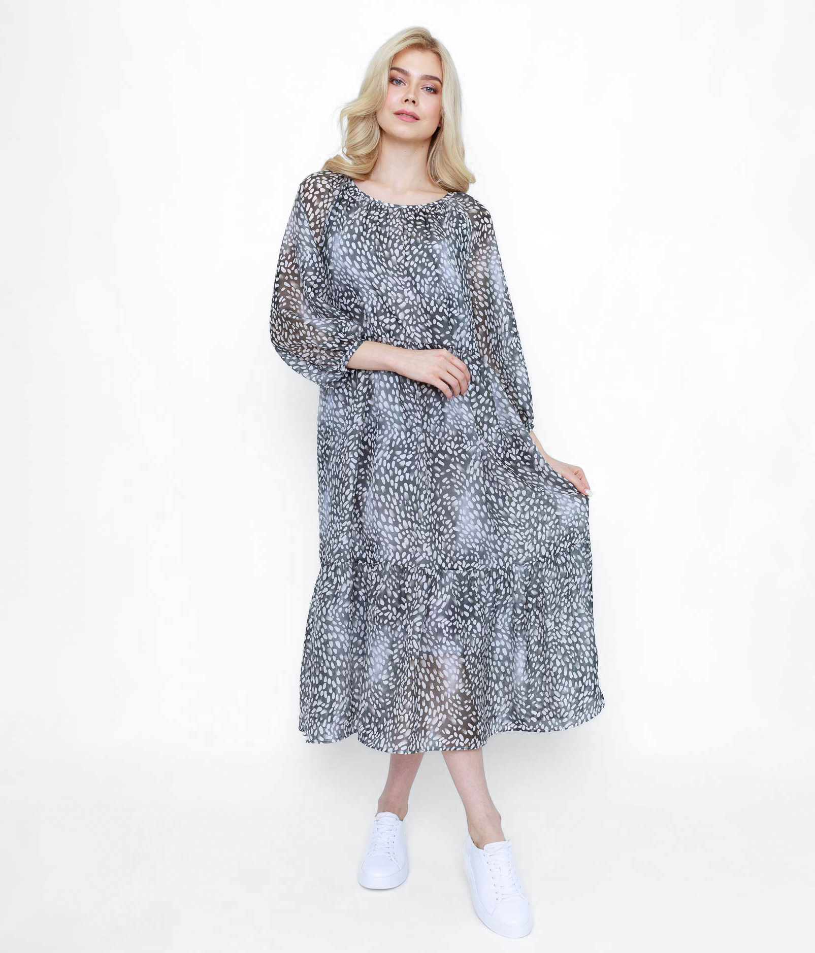 Женское ярусное платье из шелка Утренний туман   270294