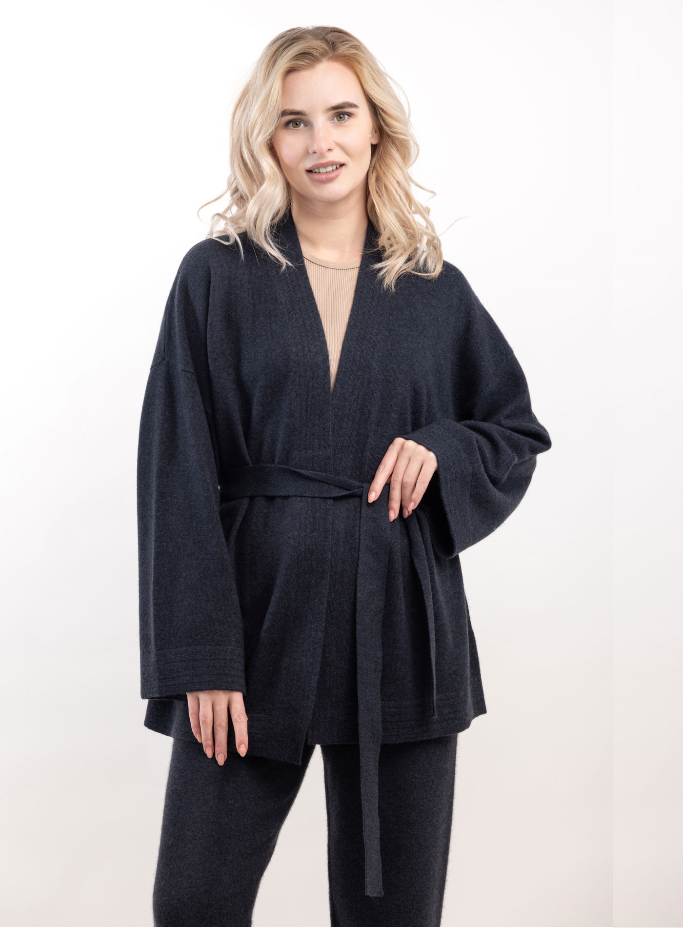 Удлиненный кашемировый кардиган с поясом Констанс   287658