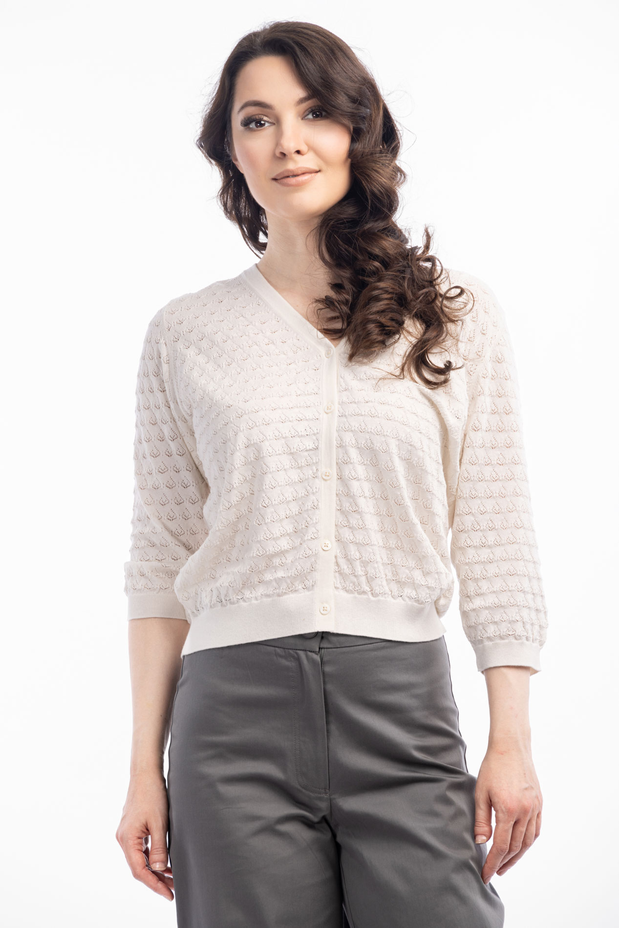 Ажурный белый кардиган Анисия   291289