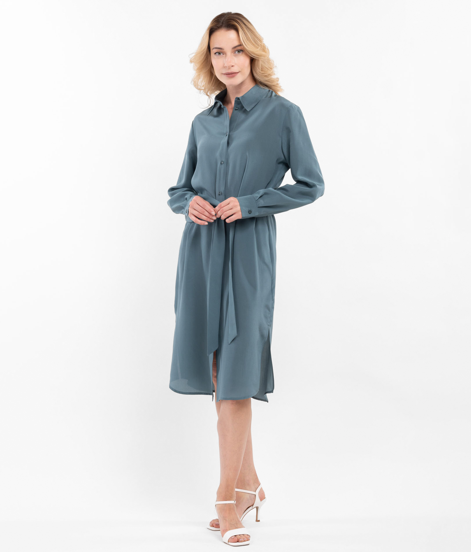 Платье-рубашка из 100% шелка Хэйли   286940