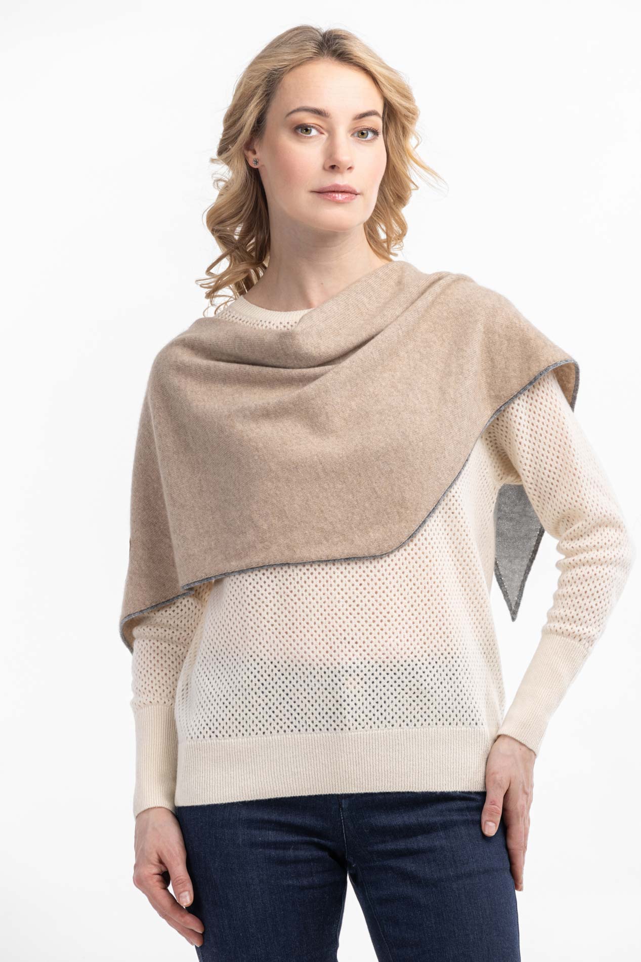 Кашемировая косынка с контрастным краем Клео   290157