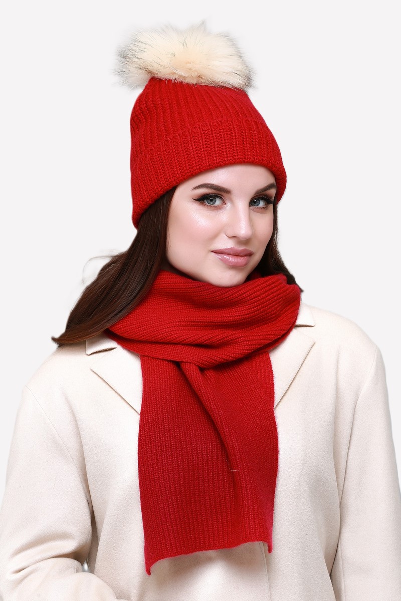 Кашемировя шапка с помпоном   100429