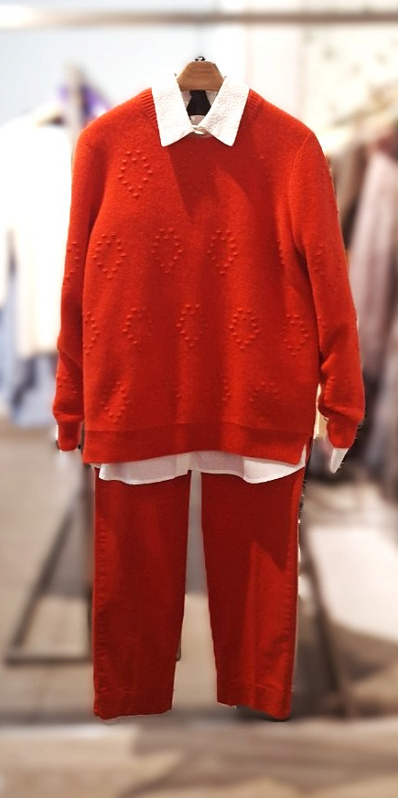 Яркий кашемировый джемпер Чарлайн, Женские красные брюки из хлопка Эсперанса, Женская блузка из натурального хлопка Татьяна, 292192