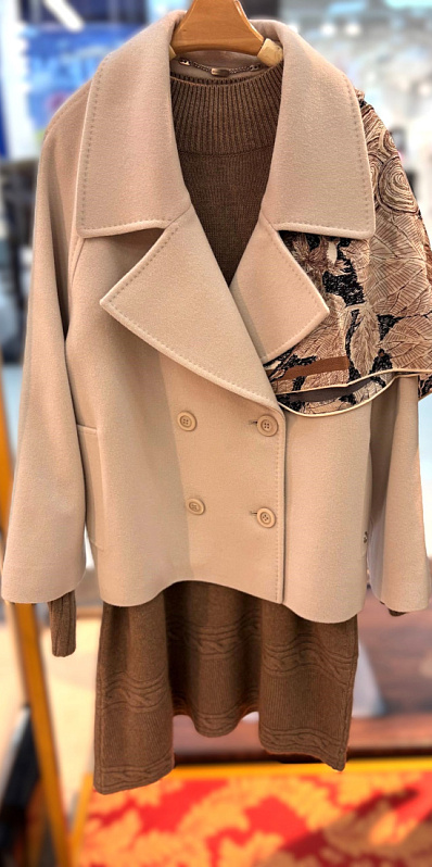 Короткое пальто из шерсти и кашемира Анжела, Женская туника из кашемира Сири, 291429