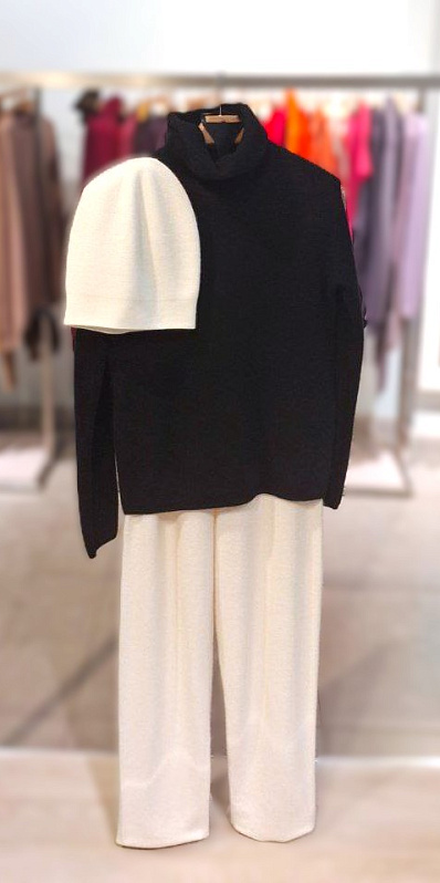 Женские прямые брюки из кашемира Фрида, Женский шерстяной свитер из пуха яка Анджелика, Шапка из кашемира двойная, 290265